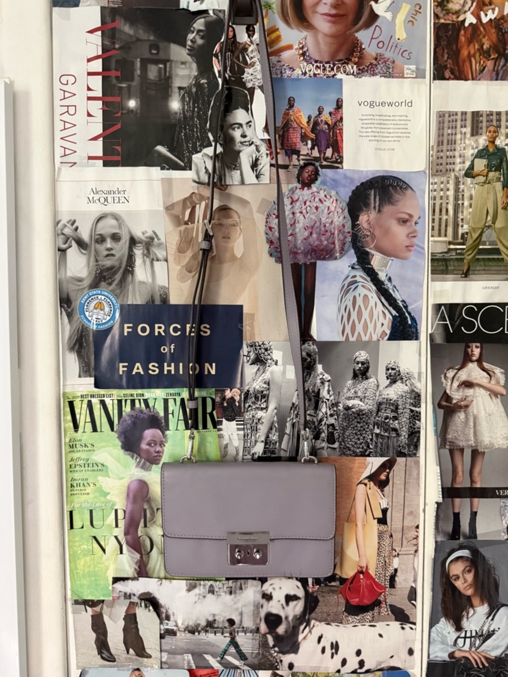 Michael Kors lavender leather crossbody bag with silver hardware